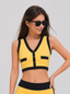 Avrane Hadley Crop Tank - women's preppy sleeveless cropped top with V-neck piping in yellow