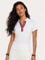 Avrane Juliana Club Polo - women's slim-fit tennis polo with contrast stripe trim in white