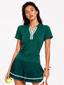 Avrane Juliana Club Polo - women's slim-fit tennis polo with contrast stripe trim in green