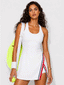 Avrane Piper Club Dress - women's racerback tennis dress with neon stripe trim in white