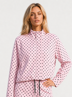 Avrane The Brielle Polka-Dot Zip Top - women's mock-neck cropped zip jacket