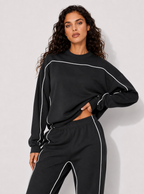 Avrane The Elowen Contrast-Piped Jogger Set - women's relaxed sweatshirt and tapered joggers