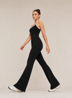 Avrane The Coralie Piped Open-Back Jumpsuit Set - women's contrast-trim flared jumpsuit