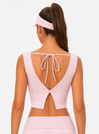 Avrane Daphne Polka Dot Built-In-Bra Active Top - women's polka dot active top with removable pads