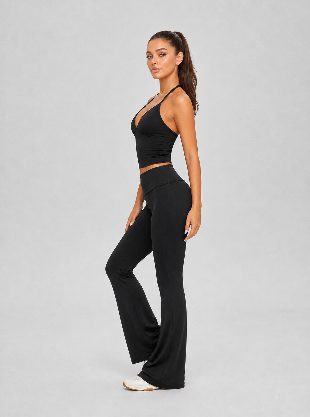 Avrane The Amandine Deep-V Halter Cami Top - women's open-back longline cami