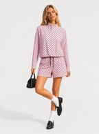Avrane The Brielle Polka-Dot Zip Top - women's mock-neck cropped zip jacket