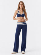 Avrane The Camille Polka-Dot Stripe Set - women's polka-dot and stripe high-stretch set in cream black polka dot, black white polka dot, black stripe, navy white polka dot, navy stripe, brown white polka dot, brown stripe