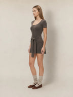Avrane Wynn Knit Tie Shoulder Shrug