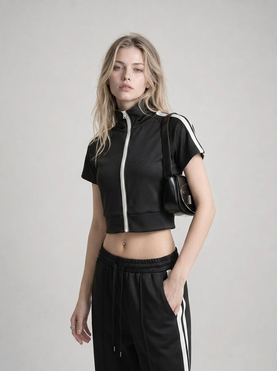 Avrane Rylee Short Sleeve Zip Jacket Top
