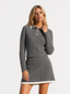 Avrane The Maren Cable-Knit Polo Set - women's contrast-trim polo top and A-line mini skirt