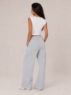 Avrane The Leonie Jacquard Wide-Leg Pant - women's textured drawstring lounge pant