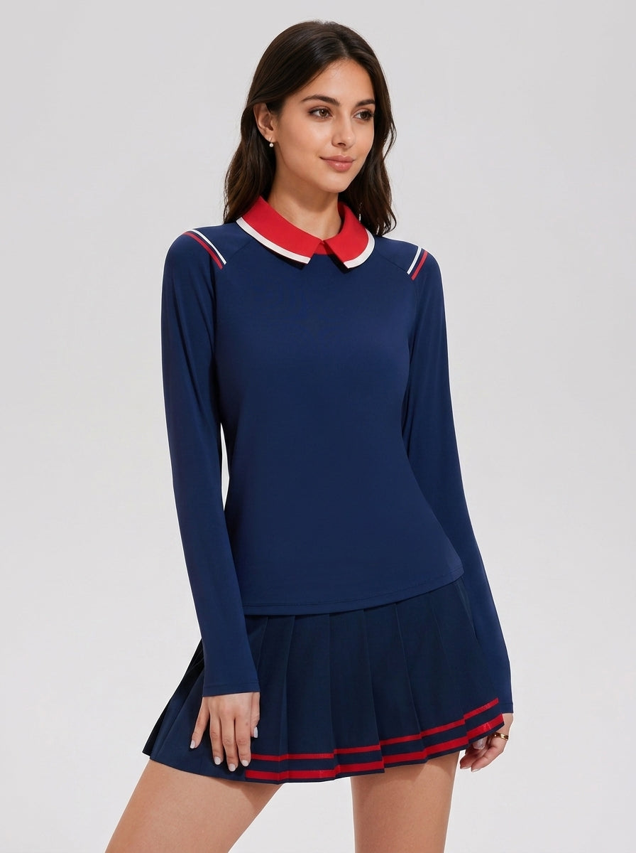 Avrane Elodie Colorblock Pleated Skort - women's colorblock pleated skort with built-in shorts Main image