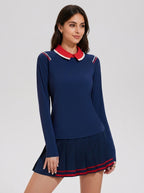Avrane Elodie Colorblock Pleated Skort - women's colorblock pleated skort with built-in shorts