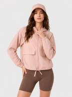 Avrane The Maren pink hooded utility jacket with flap pockets and drawcord hem