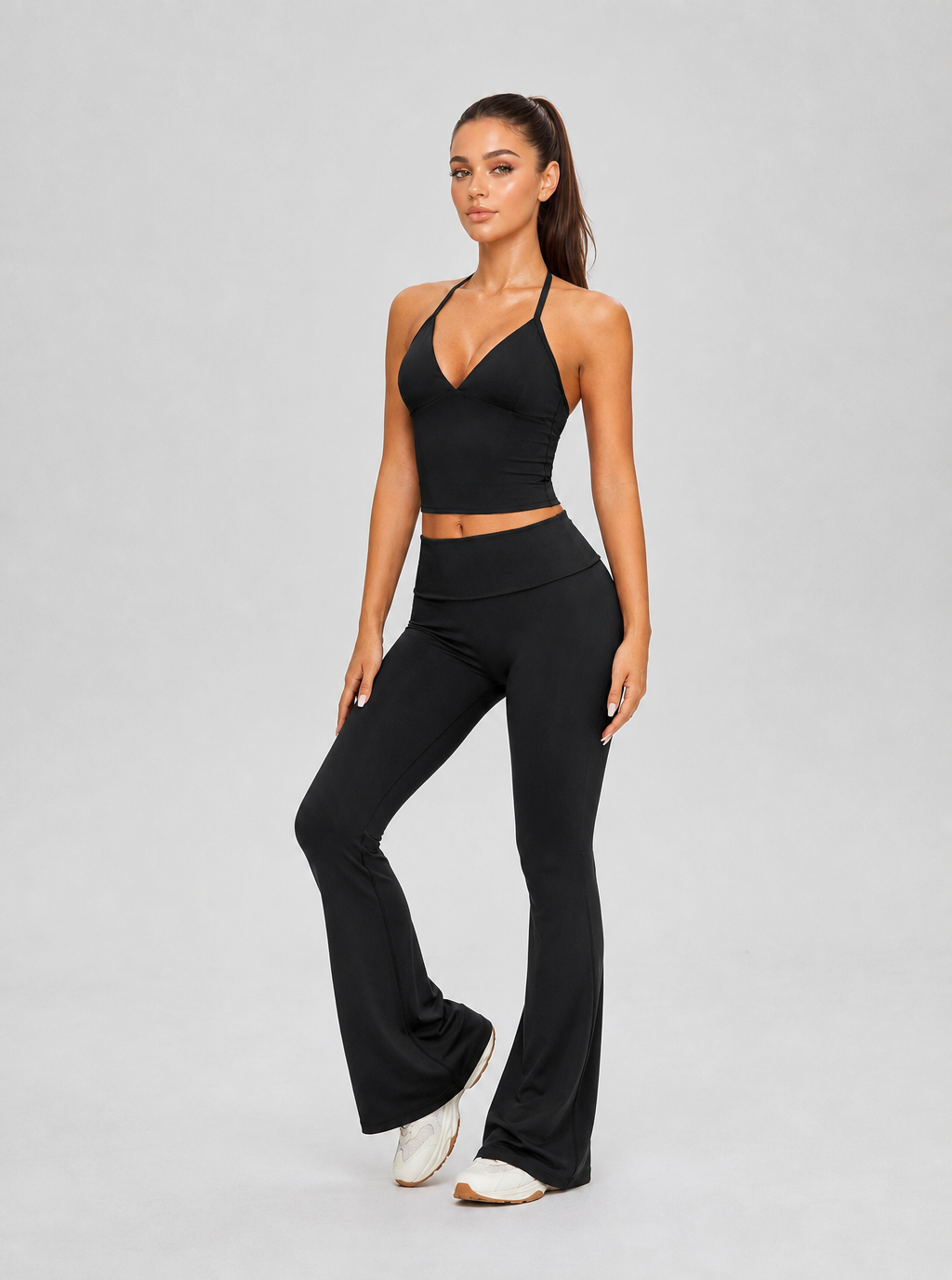 Avrane The Amandine Deep-V Halter Cami Top - women's open-back longline cami
