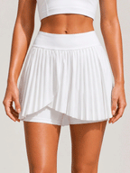 Avrane Maisie Pleated Skort - women's asymmetrical layered pleated tennis skort in white