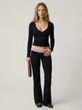 Avrane The Anouk Lace-Trim Flare Set - women's wrap top and flare pants