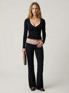 Avrane The Anouk Lace-Trim Flare Set - women's wrap top and flare pants