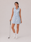 Avrane Freya Court Dress - women's leopard print polo tennis dress in blue