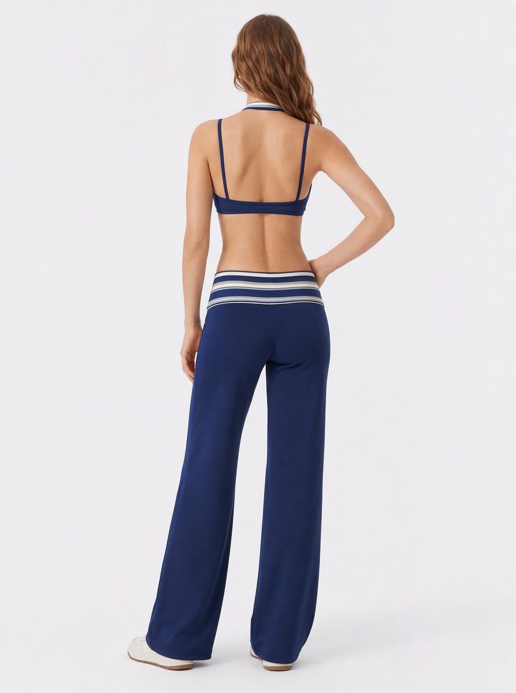Avrane The Camille Polka-Dot Stripe Set - women's polka-dot and stripe high-stretch set in cream black polka dot, black white polka dot, black stripe, navy white polka dot, navy stripe, brown white polka dot, brown stripe