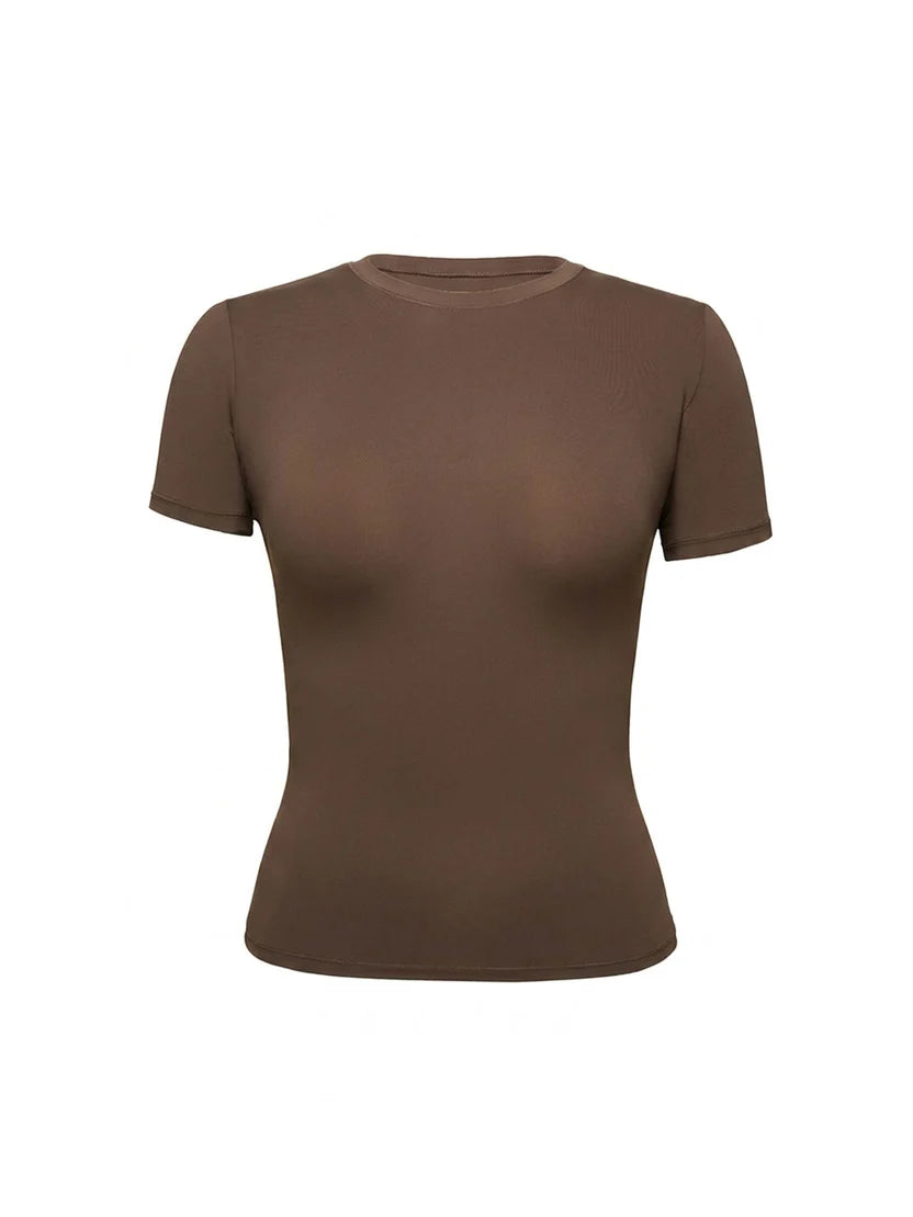 Avrane Barbara Crew Neck Crop Tee