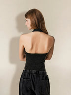 Avrane Polly Halter Bodysuit Top