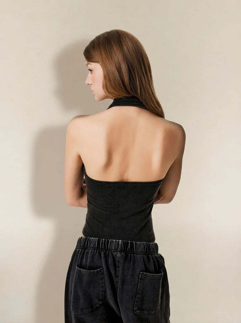 Avrane Polly Halter Bodysuit Top