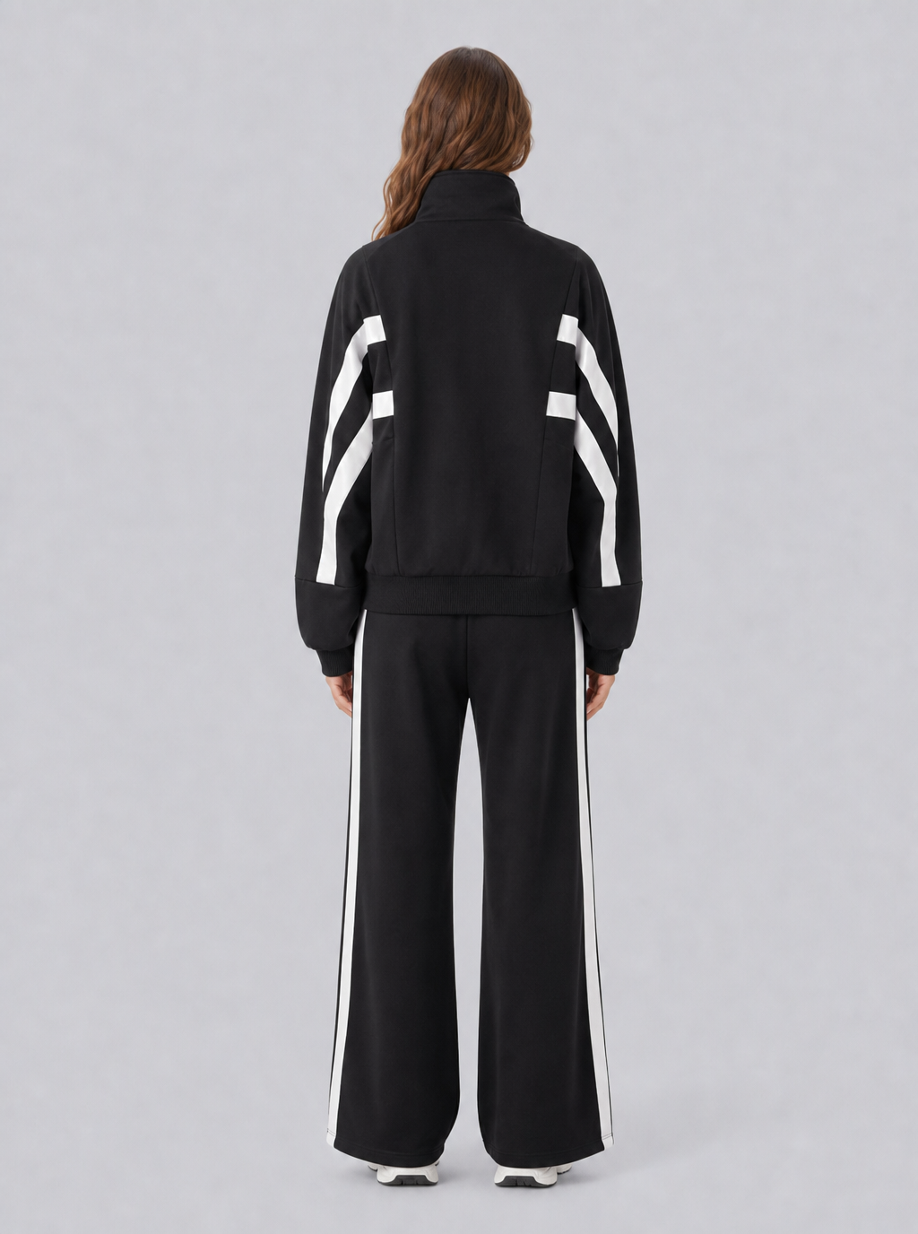 Avrane The Linnea Striped Wide-Leg Set - women's zip jacket and contrast-stripe pants