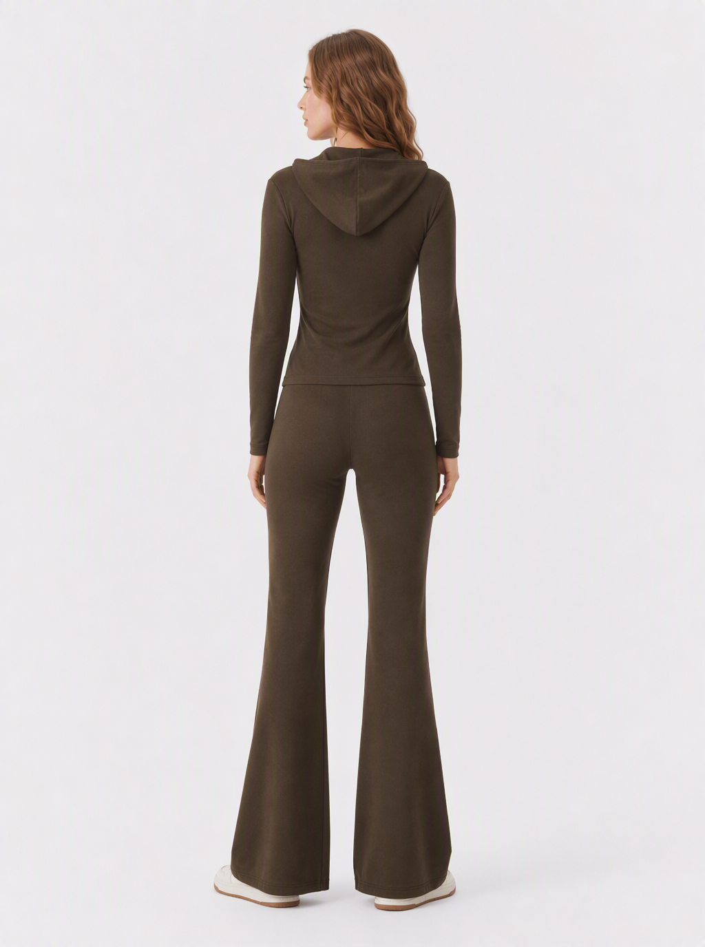 Avrane The Isolde Sculpted Knit Set - women's coffee stretch-knit coordinated set in coffee
