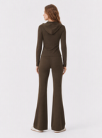 Avrane The Isolde Sculpted Knit Set - women's coffee stretch-knit coordinated set in coffee