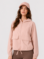 Avrane The Maren pink hooded utility jacket with flap pockets and drawcord hem