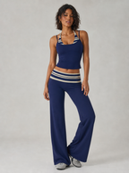 Avrane The Elodie Printed Pant - women's nylon-blend pant in polka-dot and stripe print options