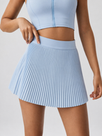 Avrane Elowen Pleated Skort - women's high-waisted pleated tennis skort in light blue