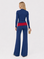 Avrane The Adeline Contrast-Trim Set - women's navy contrast-trim stretch set in navy