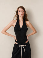Avrane Polly Halter Bodysuit Top