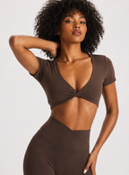 Avrane The Odelia Twist-Front Top - women's twist-front V-neck cropped tee