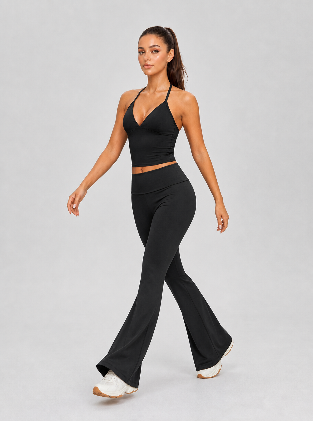 Avrane The Amandine Deep-V Halter Cami Top - women's open-back longline cami
