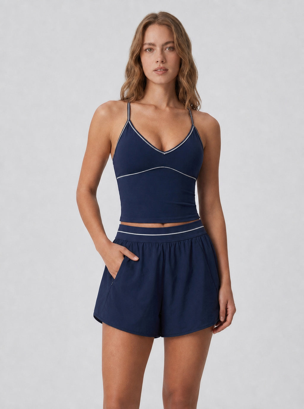Avrane Camille Layered Short Active Set - women's removable-pad tank and layered short set