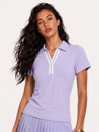 Avrane Juliana Club Polo - women's slim-fit tennis polo with contrast stripe trim in purple