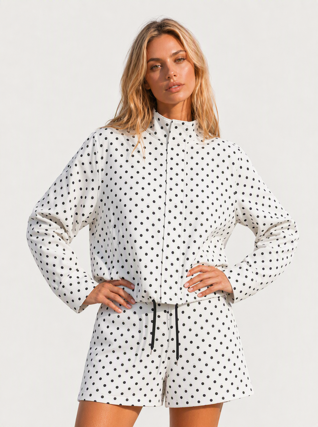Avrane The Adriana Polka-Dot Zip Top