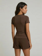 Avrane Barbara Crew Neck Crop Tee