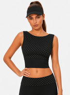Avrane Daphne Polka Dot Built-In-Bra Active Top - women's polka dot active top with removable pads