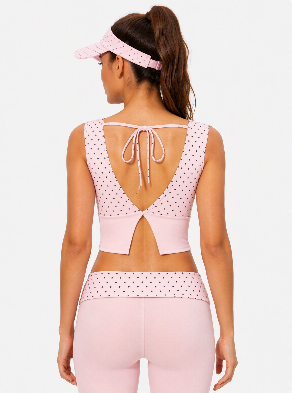 Avrane Daphne Polka Dot Built-In-Bra Active Top - women's polka dot active top with removable pads
