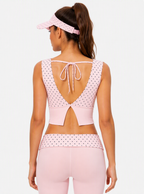Avrane Daphne Polka Dot Built-In-Bra Active Top - women's polka dot active top with removable pads