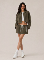 Avrane The Verity Drawcord Outerwear - women's cropped zip jacket with contrast drawcord hem