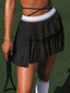 Avrane Lila Tennis Skort - women's mesh pleated skort with detachable waist tie in black