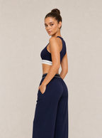 Avrane The Colette Contrast-Waist Bottom - women's contrast-waist wide-leg track pants