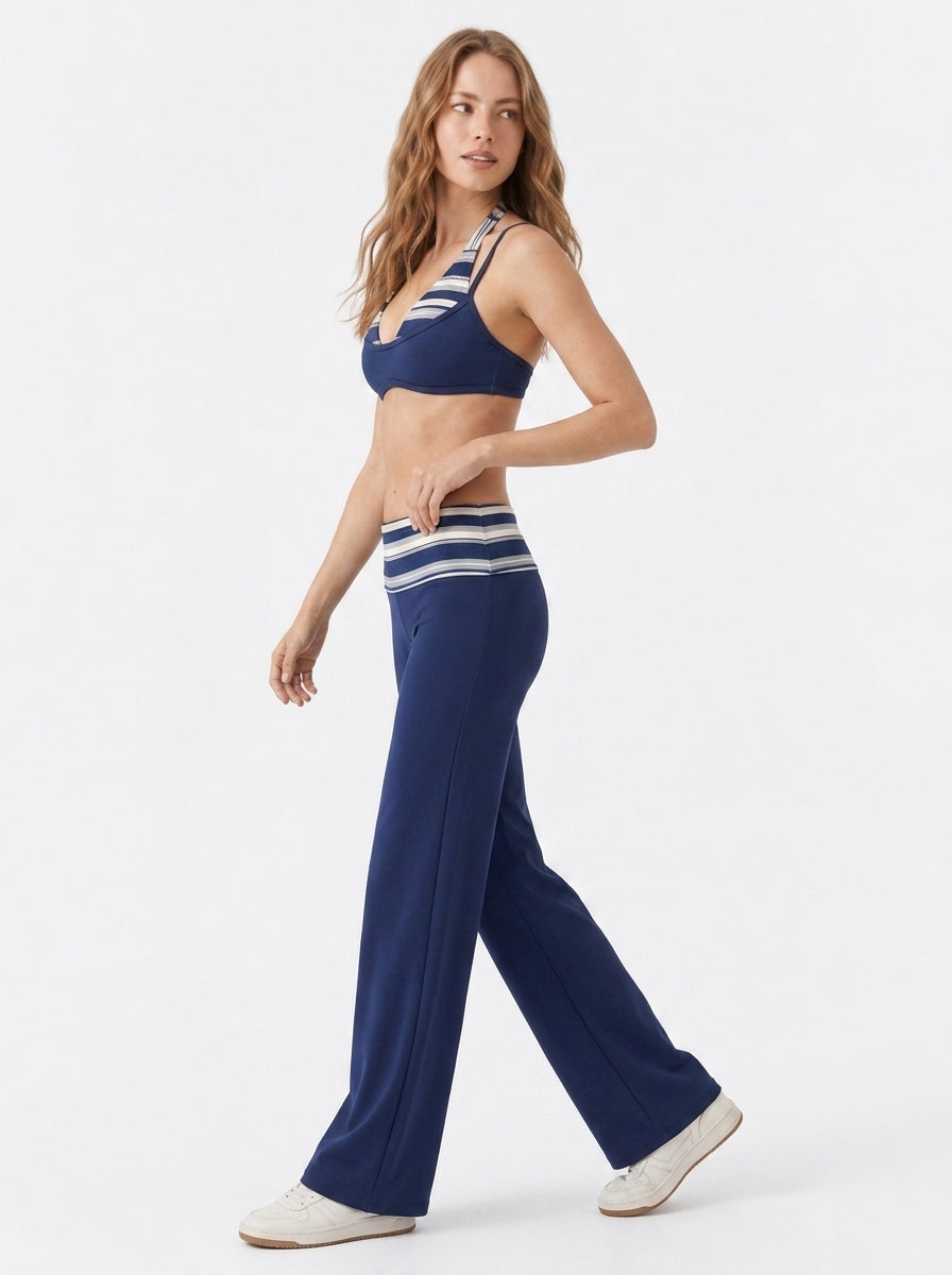 Avrane The Camille Polka-Dot Stripe Set - women's polka-dot and stripe high-stretch set in cream black polka dot, black white polka dot, black stripe, navy white polka dot, navy stripe, brown white polka dot, brown stripe