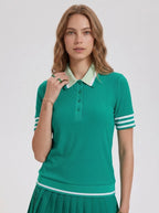 Avrane The Reese Contrast-Collar Polo Top