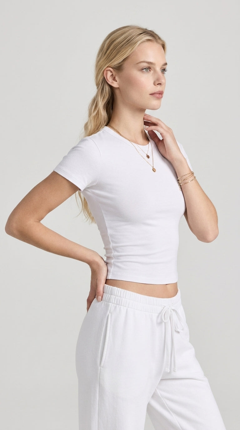 Avrane Hallie Crew Neck Crop Tee